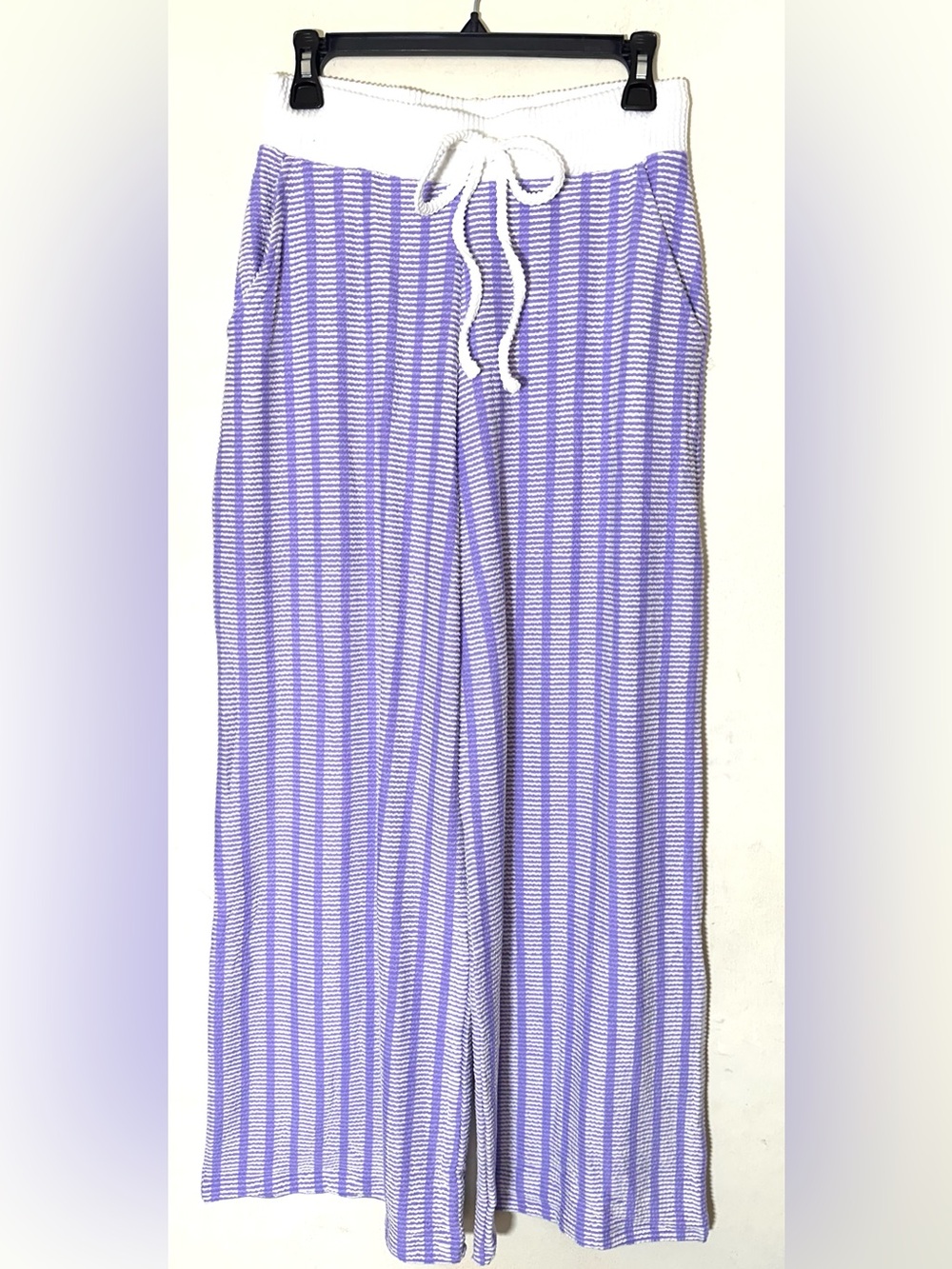 Zenana Raised Rib Striped Pullover & Wide Leg Pants Set Women’s Lavender - Picture 5 of 11